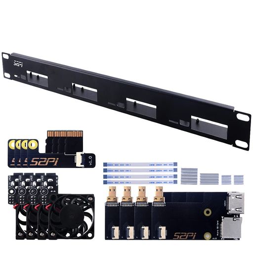 GEEEKPI1U19°RACKMOUNT(RASPBERRYPI4B)19ǡ1UåޥȤϡ4ĤRASPBERR...