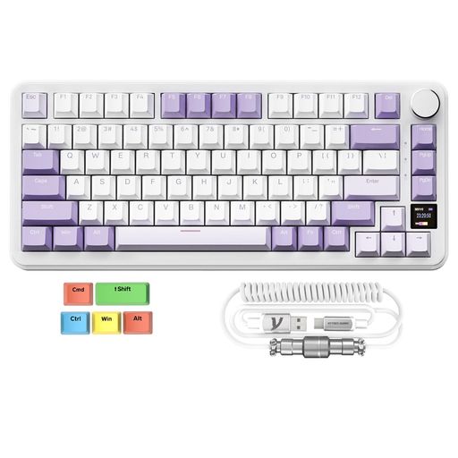 ZIYOULANGxATTACKSHARKX85PROゲーミングキーボード3モードGasket構造ディスプレイ付きブルーベリー軸ホ..