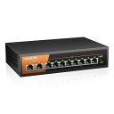 keepLiNK10ポートPoEスイッチングハブ10/100Mbps(8ポートPoE+120W)静音ファンレス金属筐体省電力設計