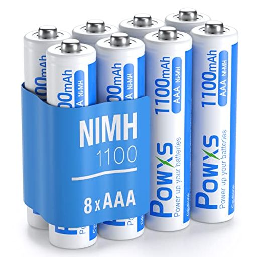 POWXS 単4電池 充電式 単四充電池 高容量 ニッケル水素電池 1100MAH 約1200回使用可能 8本入り 液漏れ防止 充電池 単4 単4充電池