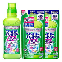 【まとめ買い】ワイドハイターEXパワー 衣料用漂白剤 液体 本体(600ML)+詰替用(480ML)×2個