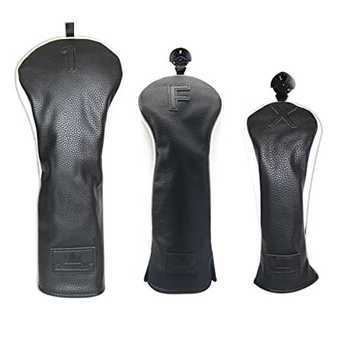 【高品質な表裏素材】表地には高級感ありPUレザーで耐磨耗性、防水性は他の素材より高。ポリエステル製柔らかいボア素材を裏素材としてどんなに出入りしても傷つくことはありません。あなたの大切のクラブヘッドを傷や汚れから守ります。 【商品内容】(4個):ドライバーカバー1番(460CC対応)、フェアウェイウッドカバーF番1個(ナンバータグ:3、4、5、7、X)、ユーティリティーX番1個(ナンバータグ:2、3、4、5、6、UT) 【三片式設計】三片式設計で、パイピング2本を巧みに使用することにより、立体感ありながらカバーがその形状をよく維持できます。 【脱スムーズ】伸縮性のあるエラスティック2本がありますので出し入れやすいだけではなく簡単に落とすこともありません。 【工芸】しっかりしていて縫製工芸、縫い目から裂けてくる心配がありません。番手はアップリケ、高度の熟練技術を駆使して作られた、耐久性が良くて、簡単に脱落心配はありません。