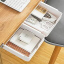 Homdolaser机下引き出し2個セットデスク下後付けホワイト机の下収納隠し引き出しテーブル裏スペース活用スライドトレー簡単設置小物入れ文房具強力粘着整理整頓取り付けできる
