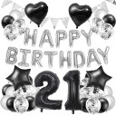 21歳誕生日バルーン飾り付け80CM「21」数字バルーン組み合わせ「HAPPYBIRTHDAY」ガーランド数字風船紙ふぶき入り男の子男性女の子女性パーティーサプライズ紙吹雪風船誕生日デコレーション…