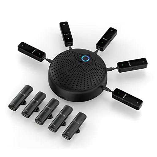 BALILA会議用マイクスピーカーCM-100送信機5台+受信機5台スピーカーフォン無指向性 音声ピックアップ USB-Cワイヤレス会議スピーカー ZOOM SKYPE オンラインクラス マルチプレイヤーライブなど対応 ノイズキャンセリング