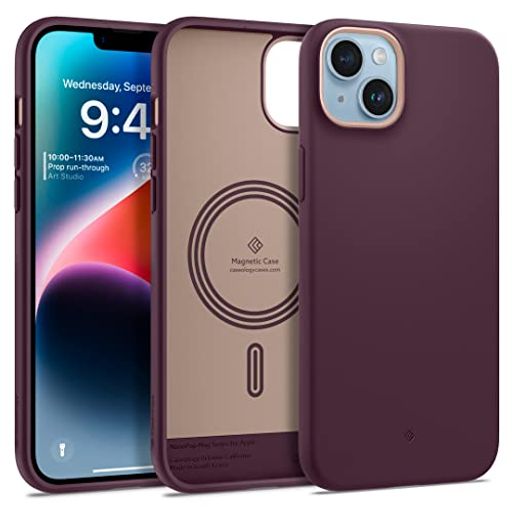 CASEOLOGY IPHONE 14 用 ケース MAGSAFE対応 TPU シリコンコーティング ポップカラー PCシート 耐久性 ナノポップMAG - バーガンディビーン