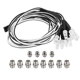 RCカーライト LEDライト 12PCS 5MM/3MMヘッドライト+テールライトLEDライト ワイヤ長75CM 安全 取り付け便利 連続照明 電力低消費 良い照明性能 RCモデルドリフトカーアクセサリー 耐久性