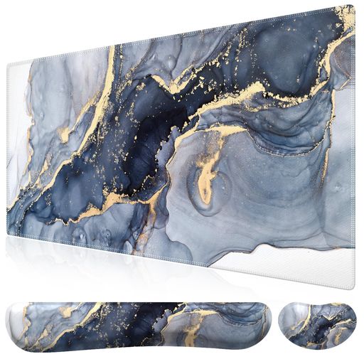 iCassoマウスパッドリストレスト3点セット90x40cm大型ゲーミングマウスパッド低反発キーボード用+マウス用手首クッション長さ45+14cm人間工学アームレスト疲労軽減ゴムベース滑り止め(アッ…