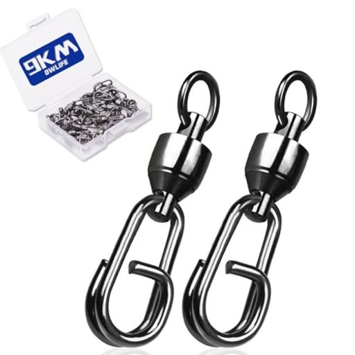9KMDWLIFE釣りスイベル&スナップ25個セットクイックチェンジスナップ高強度ボールベアリングスイベルステンレス製淡水/フレッシュウォーター対応