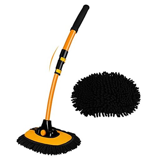 15°曲げ洗車ブラシ伸縮柄付き43”アルミニウム洗車モップマイクロファイバー洗車用品トラック用屋根用掃..