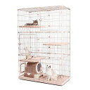 PETEPELA(ぺテぺラ) 猫 ケージ 大型 3段 広い 2段 多頭飼い キャットケージ 猫用エンクロージャ 多頭用 キャスター/ローラー 大きい/でかい 可...
