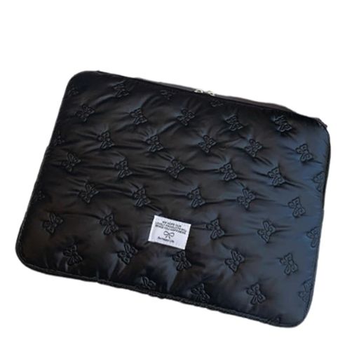 88flixパソコンケース韓国タブレットケースリボンかわいいノートパソコン収納ノートPCパソコン収納収納ケース(ブラック11インチ)