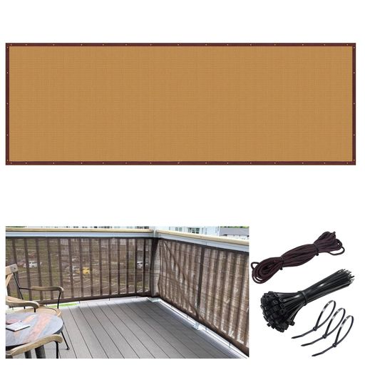 バルコニーシェードベランダ目隠し高密度ポリエチレン濃い色で目隠しUVカット風通しも良い家窓ベランダ快適空間マンションフェンス家庭プライバシー保護目隠しシートモカ色200x78cm