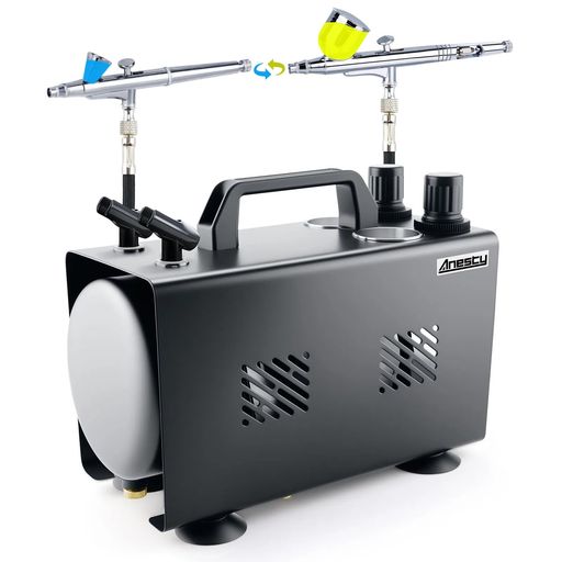 AnestyAHPTrunk2in1エアブラシコンプレッサーワンタッチ色替えコンプレッサーエアブラシ用圧力が独立し..