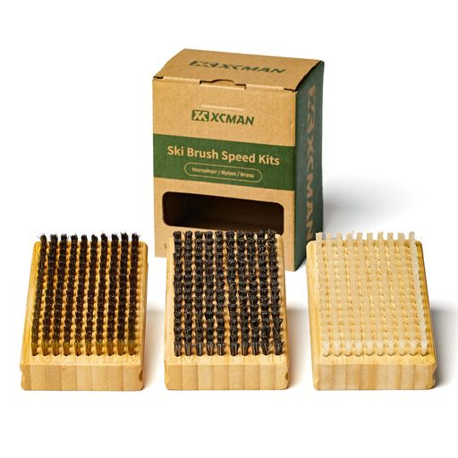 XCMANスキースノーボードワックスがけブラシスピードキット-ナイロン/真鍮/馬毛3パック