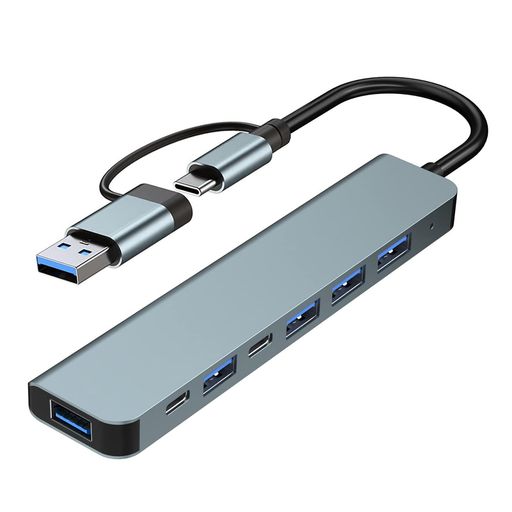 USBハブ3.02.0USB-Cハブ8ポート:ディスペンサ、SDカードリーダー付きUSBC拡張マルチポートアダプタ、TF、オーディオポート-ノートパソコン、MacBook、PC、ディスクなどを拡張(7-IN-2)