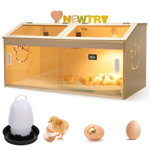 NEWTRY育雛箱ヒヨコ培養箱ひよこ保育器ひよこ保温箱80cm*40cm*40cm温度調整35羽のひよことウズラできる窓開閉可能暖房ランプ、フィーダー、おむつ付き家禽飼育、学校教育用
