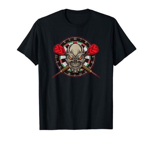 矢とダーツボードとダーツスカル Tシャツ