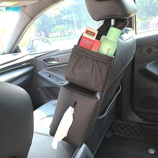 【高品質素材】カーシートサイドバッグは高品質のPU素材を採用しており、耐久性があり、縫製は滑らかで繊細、均一で高級感があり美しいです。 【仕様】サイズ:15×38CM。 運転席側と助手席側のポケット収納スペースで、簡単にアクセスできます。 どんな車にもマッチするデザインで、車内のインテリアを大きく引き立てます。 【収納便利】シートサイドポケットなので、小さめの収納袋なので収納しやすいです。 ティッシュボックス付き(ティッシュボックスのサイズにご注意ください。ティッシュボックスのサイズが合わない場合は、小物収納袋としてもご利用いただけます)。 シートサイドポケットの上にあるポケットは、スマートフォン、駐車券、小銭、サングラスなどの小物を必要なときに素早く取り出せます。 【省スペース収納】車内サイド収納ポケットで車内スペースを有効活用できます。 スマホ、マスク、飲み物、鍵、化粧品、スケジュール帳、サングラスなど、カーシートオーガナイザーを有効活用できます。 シートの隙間に落ちにくい小物で運転の安全を確保します。 【取り付け簡単】 車のフロントシート横に取り付けるだけ! 工具不要! 車をきれいに保ちます。