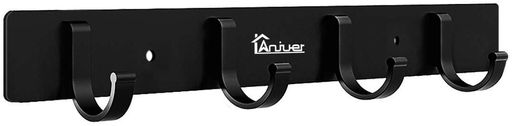 Anjuerウォールハンガー壁取り付け式コートラック4連フック壁掛けフック収納家具物干しハンガー帽子掛け・洋服掛け・コート掛け寝室/浴室/玄関/オフィスアルミニ...