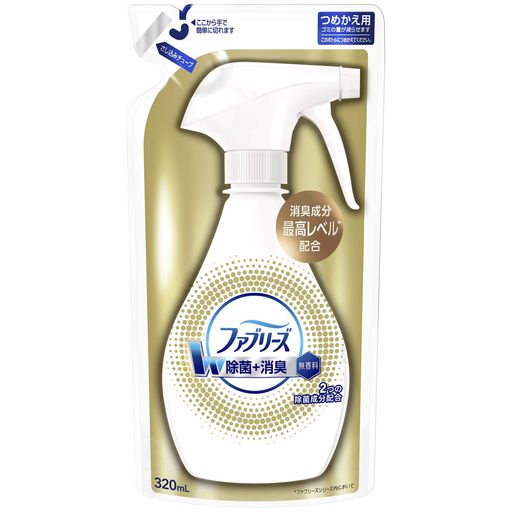 ファブリーズ除菌消臭スプレー布用W除菌無香料消臭成分プラス詰め替え320mL無香1袋(3)