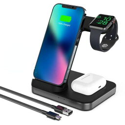 ワイヤレス充電器 POPLARTREES 急速 3 IN 1 充電器 APPLE WATCH充電器 APPLE WATCH 8/7/6/SE/5/4/3、AIRPODS 2/3/PRO2、IPHONE 14/14 MAX/14 PRO/14 PRO