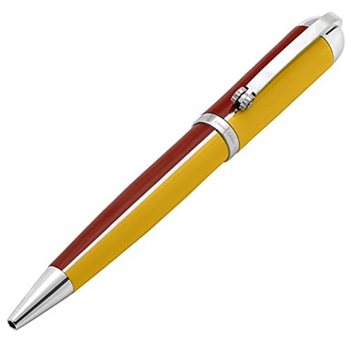 XEZO VISIONARYミディアム格納式ボールペン。 アスペンゴールドとレッドの色。 500の限定版、シリアル化。 手作り