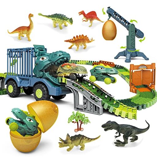 CUTE STONE 恐竜おもちゃ レール 鉄道玩具 玩具安全基準合格 168点セット 大冒険 情景再現 恐竜フィギュア 電動恐竜カー クレーン 組み立て式 誕生日プレゼント CSKLGD