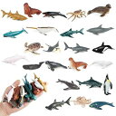 【AAGWW】ミニ海洋動物 リアルな海洋動物の模型 ミニサメ イルカ カニ ペンギン セット クリスマス 新年のギフト 子供 おもちゃ(デザイン:リアルな海洋動物の模型,合計24種スタイル)