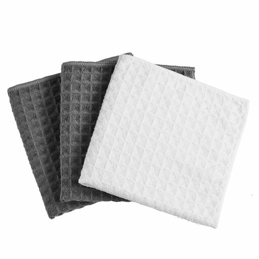 ふきんマイクロファイバー布巾強力吸水速乾雑巾食器拭きガラス窓鏡キッチンタオル台拭き掃除用品ワッフ..