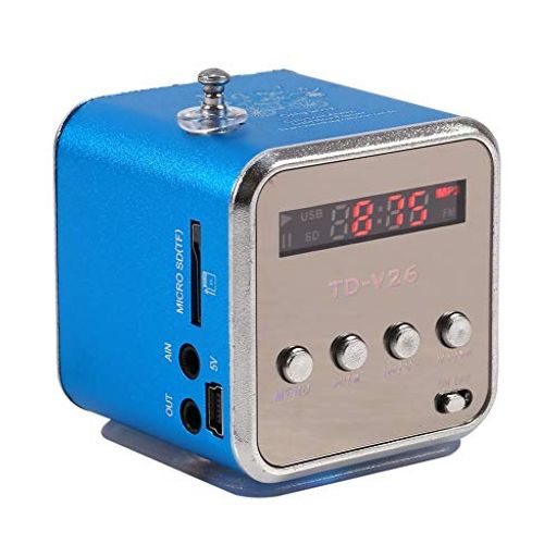 ミニデジタルスピーカー音楽プレーヤーFMラジオMP3携帯用高感度操作簡単USB充電USB/SD/TFカード対応自..