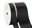 【ZOFRUD】ブラック ダブルフェイス サテンリボン 2巻セット - 合計18メートル (16MM幅、38MM幅 X 9M) - 手芸、ギフトラッピング、ウェ...
