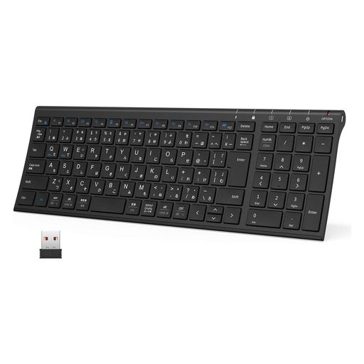 iCleverキーボードワイヤレスキーボード無線2.4GHz(レシーバー付属)テンキー付きType-C充電式日本語JIS..
