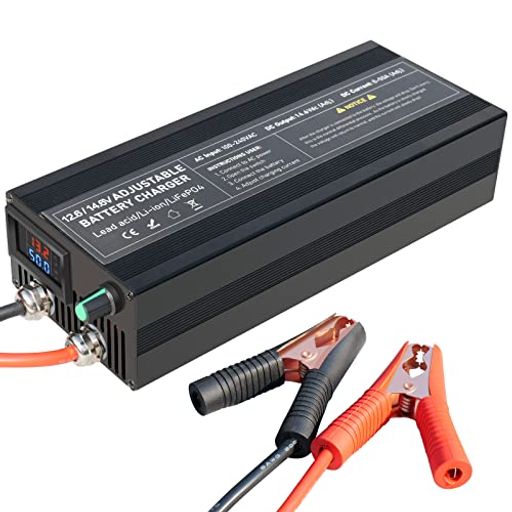 電池充電器 14.6V 50A LIFEPO4 電池充電器スマートメンテナー電流調整可能なポータブル電源アダプター 14.6V LIFEPO4 リチウム鉄充電式電池 (50A)