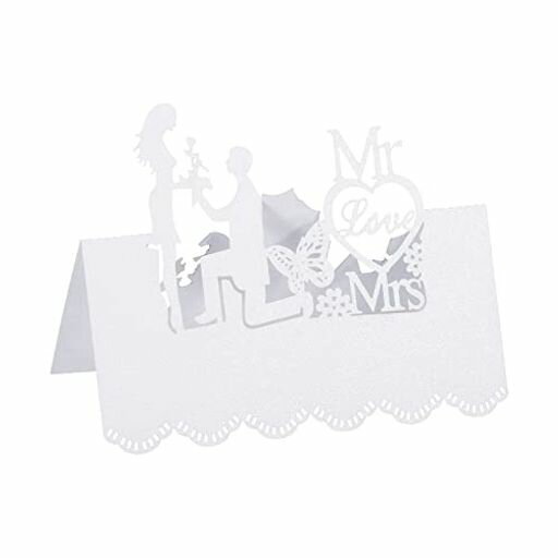 PATIKIL テーブル名プレイスカード 50個 好意の装飾 中空バタフライカットデザイン ブランクカード 結婚披露宴用 座席指定カード ホワイト