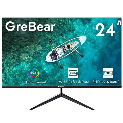 GREBEAR24インチモニターコンピューターディスプレイ75HZFHDIPSパネルスクリーン1080PPCモニター5MS(GTG)応答時間99%SRGB低ブルーライト反射防止LEDデスクトップディスプレイ GREBEAR24インチモニターコンピューターディスプレイ75HZFHDIPSパネルスクリーン1080PPCモニター5MS(GTG)応答時間99%SRGB低ブルーライト反射防止LEDデスクトップディスプレイ