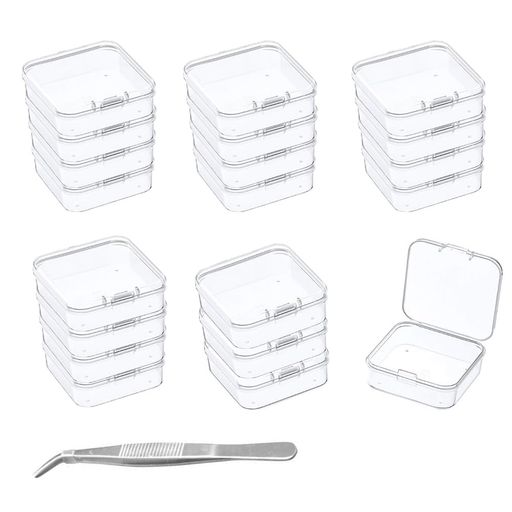 Sundries Box - MOCOXYKLXY小分けケース20個セット5.4*5.4*2cm小物入れプラスチック正方形透明蓋付きミニケースビーズ/パーツ/耳栓収納持ち運び便利ピンセット1本