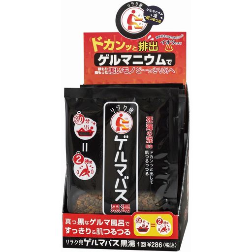 発汗 原産国:日本 容量:40gx12包 商品サイズ(WxHxD):98x140x2 mm 有機ゲルマニウムにミネラルを含んだ死海の泥を配合。 真っ黒のお湯に体を浸してじんわり汗出し&amp;素肌磨いて、うっとり爽快ボディの出来上がり!