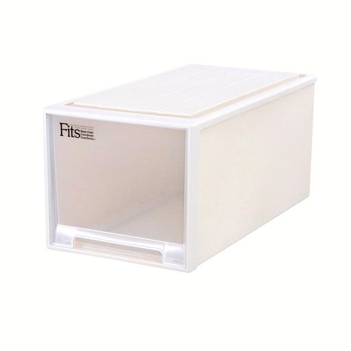 引出耐荷重(約):10.7kg 有効内寸(約):幅33x奥行69x高さ30cm 全体耐荷重(約)※2段重ねた場合:29.8kg 最大外寸(約):幅39x奥行74x高さ35cm 積み重ね使用:2段まで可能 収納の目安(約):Yシャツが33枚 材質:【本体】ポリプロピレン【前枠】スチロール樹脂 製造:日本製 厚手の衣類もゆったり入る、高さ35cm。