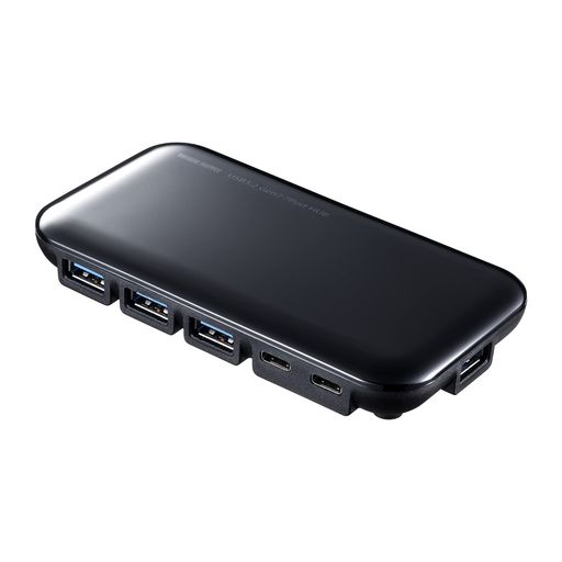 USB3.2 Gen2対応のUSBハブです。 Type-Cコネクタ搭載で、Type-Cポートを搭載したパソコンなどで使用できます。 USB Aポートが4個、Type-Cポートが3個付きで7台のUSB機器を接続することができるUSBハブです。 USB3.2 Gen2(10Gbps)〈理論値〉の転送速度に対応しています。 USB Aポートは最大1.5A、Type-Cポートは最大3A出力することができスマホ・タブレットを充電することができます。