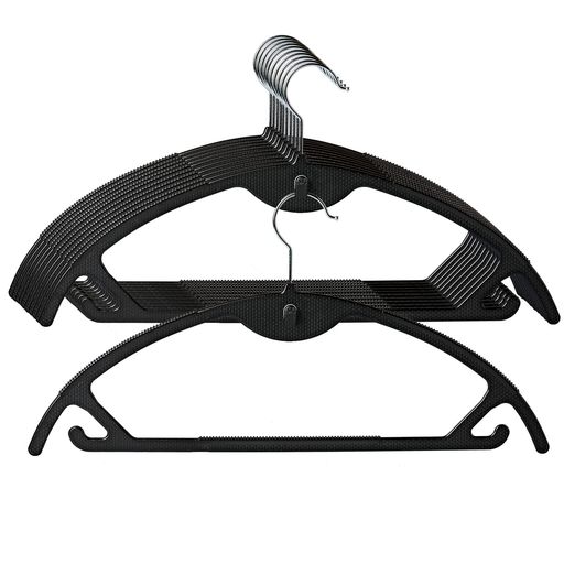 【洗濯物にも【省スペース】ハンガーの厚さはわずか0.5cmで、収納機能がアップします。ハンガーの上の側面に連結用フックが付いているで、通常のハンガーに比べて、クローゼットにすっきりと収納でき、もっと多くの空間を節約できます。使える乾湿両用ハンガー】濡れた衣類にも乾いた衣類にも使えるので、乾いた洗濯物をハンガーにかけたままクローゼットに収納も可能です。 【デザイン】人間工学設計なので、掛け服をシワにくいです。力学の原理により、半円形のデザインは服の曲線にぴったり合っています、様々な素材の服には型崩れがありません、衣類をハンガーに掛けて収納することによって、折シワが付かないためお出かけ前のスチームやアイロンかけの手間が省けます。 【360°回転フック&amp;乾湿両用】フックは炭素鋼に利用して360°回転できます、掛けた服を回転して調整でき、どんな角度でもかけられます。さらに、ハンガー本体はPET素材なので、濡れた服にも掛けられます。洗濯物にもピッタリ。