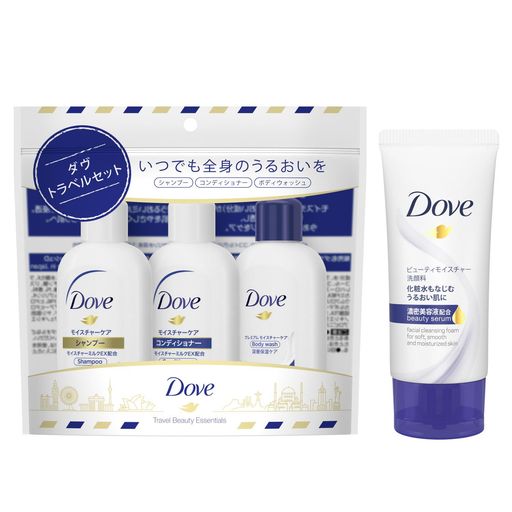 Dove(ダヴ) シャンプー・コンディショナー・ボディウォッシュ・洗顔料 トラベルセット ミニサイズ 45g+45g+45g+30g 旅行用 vlookupstore-10483831 VlookupStore 楽天市場店 パッケージ画像