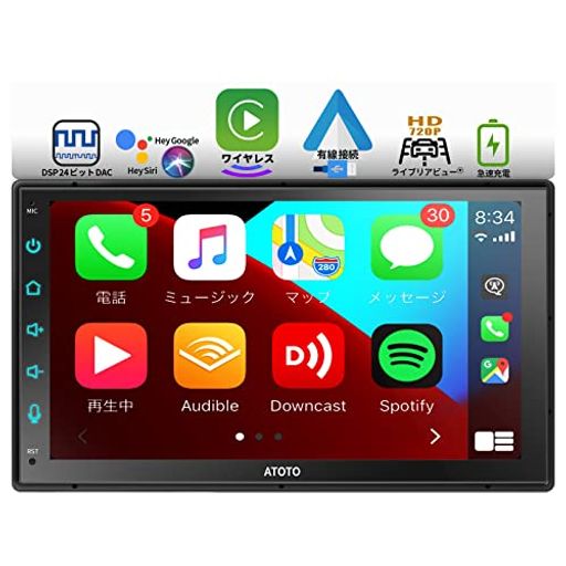 ATOTO F7 WE 7C`t^b`XN[ I[fBǏ^ir _uDINJ[XeI J[ir  CXCARPLAY ANDROID AUTO BLUETOOTHΉ ~[N HDCuAr[