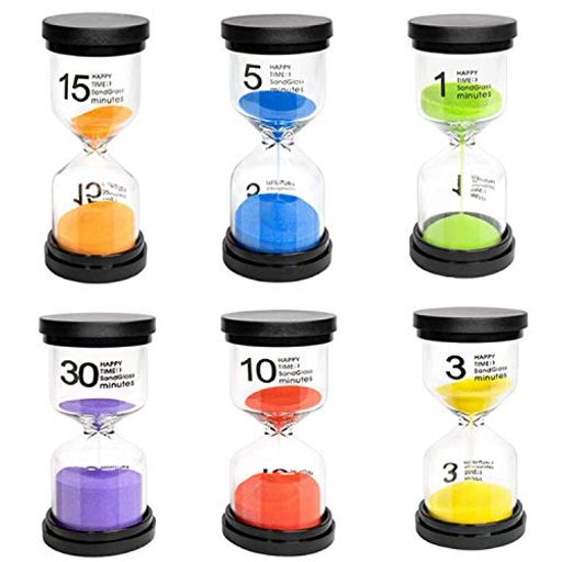 SNIFU 砂時計 タイマー時計 6個セット 1分/3分/5分/10分/15分/30分 カラフル サンドタイマー 時間管理アシスタント 家装飾 ギフト 全六色