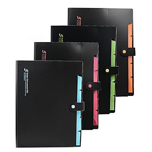 4本ファイルフォルダースA4書類収納ボックスー5分類拡張式ファイルフォルダープラスチックファイルフォルダードキュメントオーガナイザー学校のオフィスホーム用