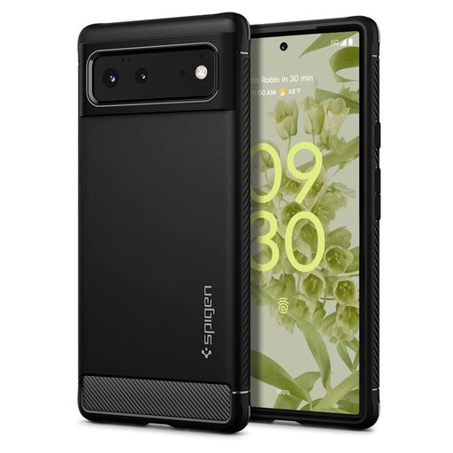 SpigenPixel6ケースTPU素材厚さ2.1mm米軍MIL規格取得耐衝撃衝撃吸収重さ36gQi充電ワイヤレス充電ラギッド・アーマーACS03437(マット・ブラック)