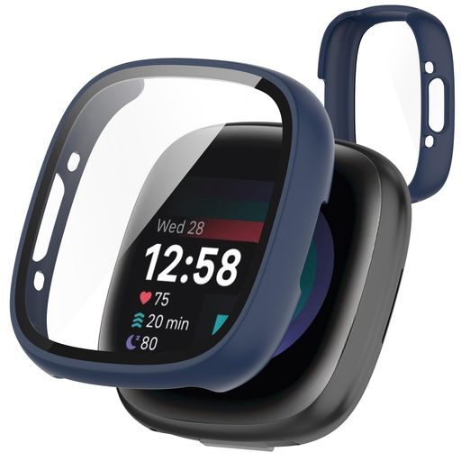 TOORQRForFitbitSense2/Versa4ケースFitbitSense2/Versa4カバーPC素材カバーガラスフィルム一体型全面保護耐衝撃軽量指紋防止傷防止キズ防止防塵日本旭硝子材-ブルー TOORQRForFitbitSense2/Versa4ケースFitbitSense2/Versa4カバーPC素材カバーガラスフィルム一体型全面保護耐衝撃軽量指紋防止傷防止キズ防止防塵日本旭硝子材-ブルー