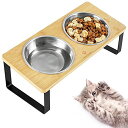 猫食器 ネコボウル ねこエサ入れ 食器スタント スタンド ねこ給食 ペット ボウル フード用 スタンド 竹製 ねこ ご飯台 ねこお皿 (ナチュラル)