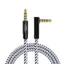 AUXCABLECREATION 3.5MM TRRS AUXオーディオケーブル スリム&ソフトAUXケーブル 片側L型4芯(2)