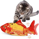 AURAKO 猫 おもちゃ 電動 ペットおもちゃ魚 猫用 ぬいぐるみ シミュレー魚 電動魚USB充電式 噛む動ける魚 取り外して洗えるおもちゃの魚 ねこ用 運動不足解消 爪磨きおもちゃ (レッドコイ)
